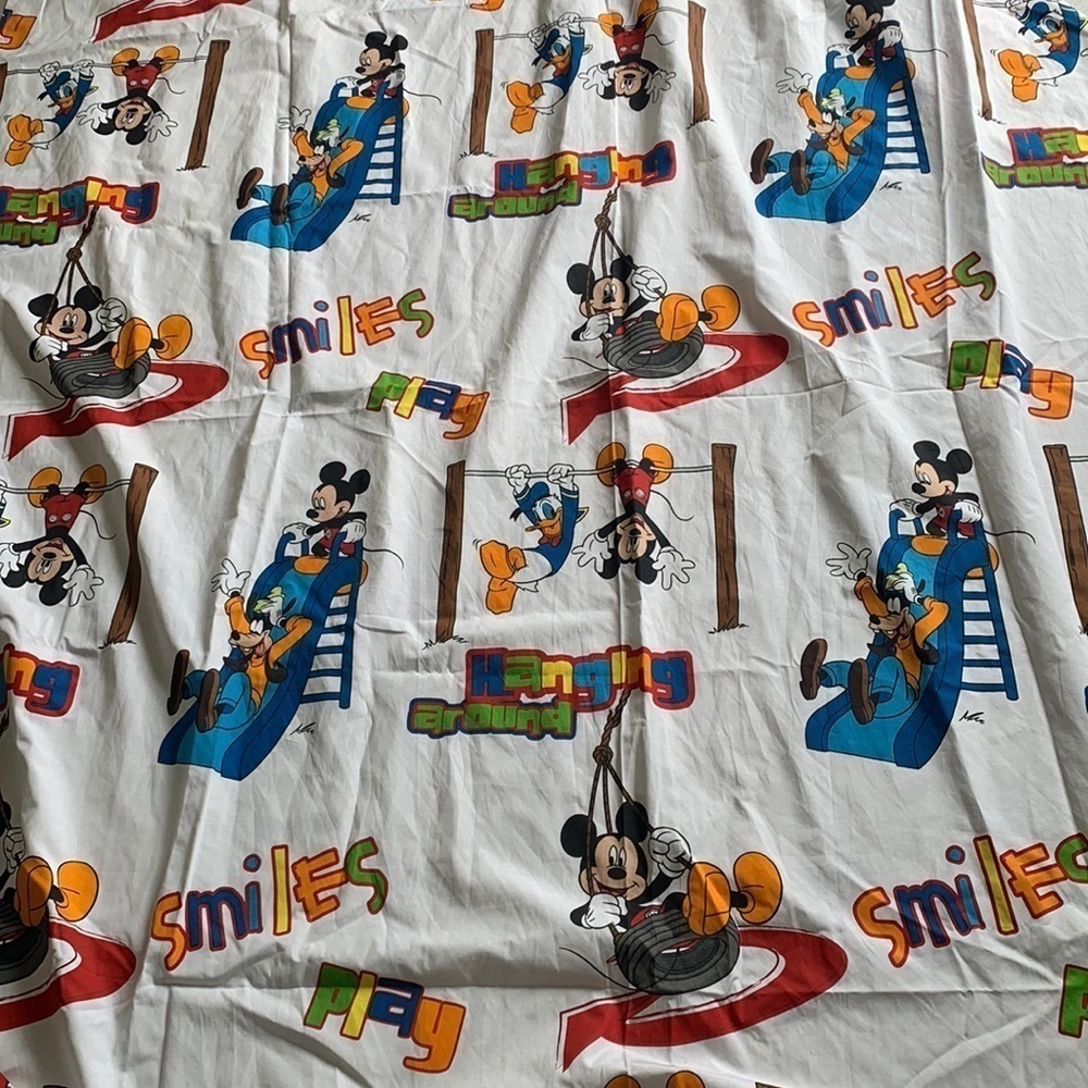 Disney Playground Mickey Mouse Goofy Donald‎ Club House twin flat Bed Sheet
